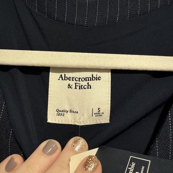 Abercrombie Fitch Navy Blue Pinstripe Mara Vest Midi Dress NEW Size Small - Picture 5 of 7